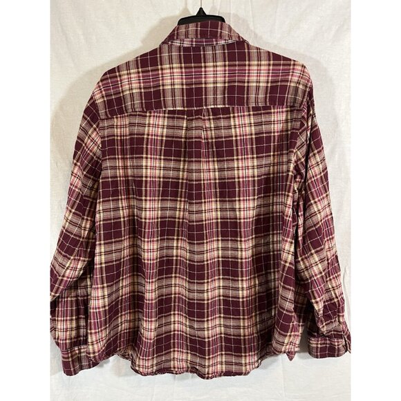 St John’s Bay 3X Maroon Plaid Long Sleeved Button Up Shirt 100% Cotton - Picture 4 of 7